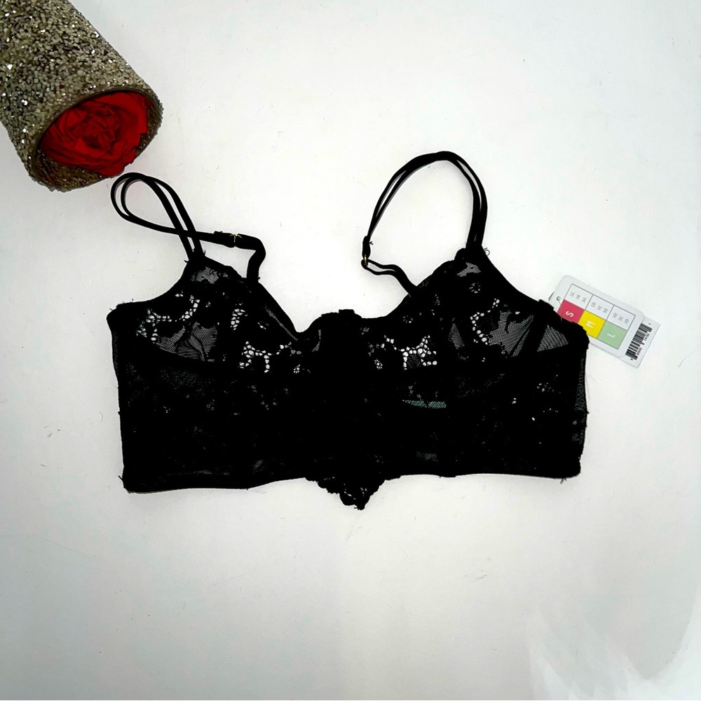 Honeydew SKYLAR LACE & DOT MESH BRA All Black Size Medium- New With Tag -Reemoly